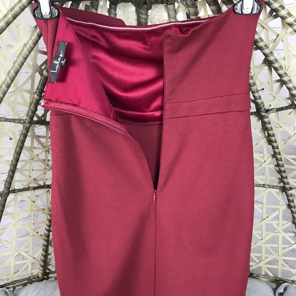 Lulus Strapless Bodycon Dress - Burgundy - Picture 6 of 8